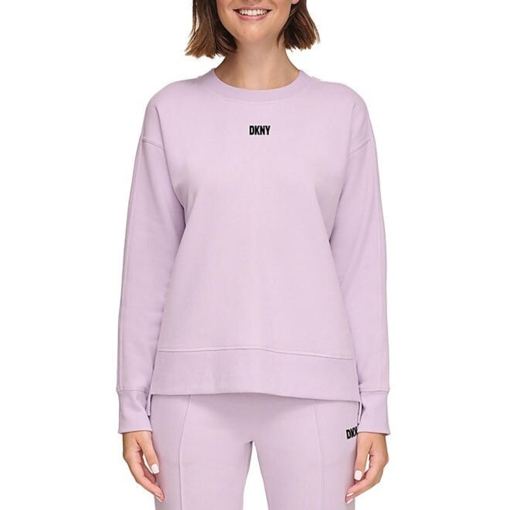 DKNY Ladies Crewneck Fleece Sweatshirt XXL Lavender Purple Oversized Pullover